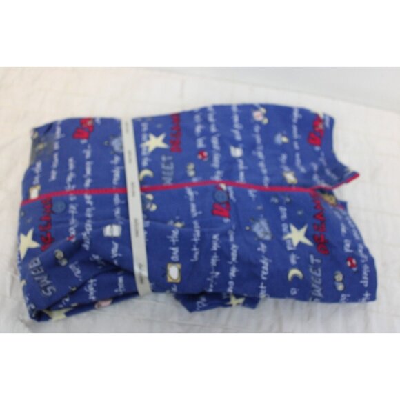 Delicates Blue Flannel Pajama Set sz L Dreams Star Moon Sleep Shirt Pants PJ - Picture 3 of 7